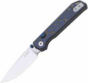 KIV34582BDA1 Couteau Kizer Begleiter 2.9 | Lame Acier BD1N Satin | Manche Micarta Vortex Bleu Button Liner Lock | Livraison Gratuite