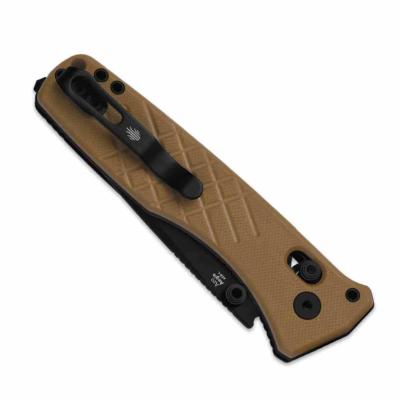 V3774CTA3 Kizer Aegis T – Couteau pliant Lame Acier AEB-L Black PVD Tanto Brise-vitre, coupe-sangle Manche Brown G10 - Livraison Gratuite