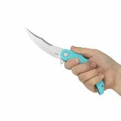 KUB346B Couteau Kubey Wave Crest – Couteau Pliant Pikal | Lame Satin Acier 14C28N | Manche G10 Tiffany Blue Roulements Billes - Livraison Gratuite