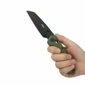 KUB446E Kubey Bonza Lame Acier 14C28N Satin Manche G10 OD Green Crossbar Lock - Livraison Gratuite