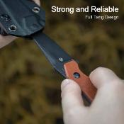 KUB468D Kubey TLB II - Couteau Fixe EDC Lame Acier 14C28N Blk Manche Micarta Brun Étui Kydex Tek-Lok - Livraison Gratuite