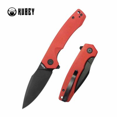 KUB901X Kubey Calyce | Lame Acier 14C28N Blackwashed | Manche G10 Red | Flipper | Liner Lock - Livraison Gratuite