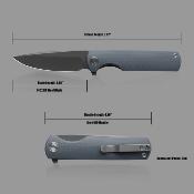 MGR811DG Miguron Knives Perism - Couteau Lame Drop Point Acier D2 Manche G10 Gris Liner Lock - Livraison Gratuite