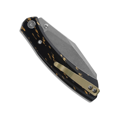 MGR827BK — Couteau Miguron Karok Lame Acier D2 Sheepsfoot Stonewash Manche Aluminium Noir Button Liner Lock - Livraison Gratuite