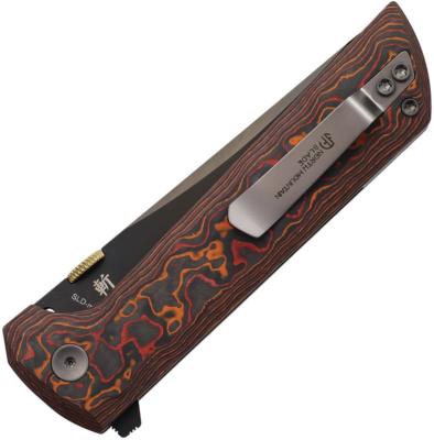 NMB2406ORCFD — Couteau North Mountain Blade Chop 2 Button Lock Lame Acier SLD-Magic San Mai Tanto Noire Manche Carbone Noir et Orange Livraison Gratuite