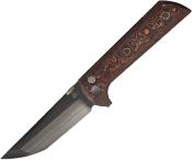 NMB2406ORCFD — Couteau North Mountain Blade Chop 2 Button Lock Lame Acier SLD-Magic San Mai Tanto Noire Manche Carbone Noir et Orange Livraison Gratuite