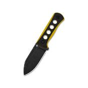 QS141A2 Couteau de Cou QSP Canary Black/Yellow Lame Acier 14C28N Black Etui Kydex - Livraison Gratuite