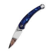QS161E Couteau QSP Dolphin Clip Point Lame Acier 14C28N Manche Blue Resin Liner Lock Bearing  - Livraison Gratuite