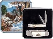 R15693 Couteau Remington White Tails Collector Set Lame Acier Inox Manche Os Boite Métal - Livraison Gratuite