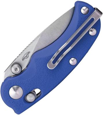 RS7181SD — Couteau Real Steel ESCA Lame Acier 12C27 Drop Point Satinée Manche Polypropylène Bleu Crossbar Lock - Livraison Gratuite