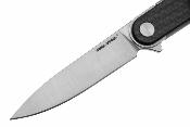 RS8061AF — Couteau Real Steel Iris Lame Acier Sandvik 12C27 Drop Point Satiné Manche Carbone et G10 Noir Linerlock - Livraison Gratuite