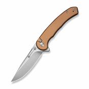 S251021 Sencut Ingot Brown | Couteau Lame Acier D2 Clip Point | Manche Aluminium | Button Lock | Livraison Gratuite