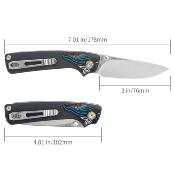 SRM106MGK Couteau SRM Dome 106M-GK | Lame Drop Point Acier 12C27 | Finition Satinée | Manche G10 Noir  | Clip - Livraison Gratuite
