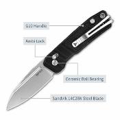 SRM7229GB SRM Scout Black | Lame Drop Point Acier Sandvik 14C28N | Manche G10 Noir Ambi Lock - Livraison Gratuite
