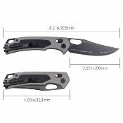 SRM9203AK2 Couteau SRM Retriever 9203-AK | Lame Clip Point Acier Blk 140Cr | Manche Aluminium Gris + Inlay G10 | Ambi Lock - Livraison Gratuite