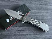 STT271284 S-TEC – Couteau pliant Linerlock Lame Acier Inoxydable Bead Blast Manche Gray Sculpted Aluminum - Livraison Gratuite