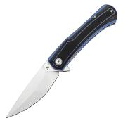 T1024A2 Couteau Tenable Kratos Lame Drop Point Acier Nitro-V Manche G10 Noir et Bleu Liner Lock - Livraison Gratuite