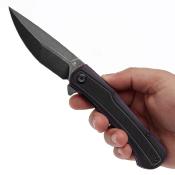 T1024A3 Couteau Tenable Kratos Pliant Drop Point Acier Nitro-V Manche G10 Black&Purple Sécurité Liner Lock - Livraison Gratuite 