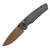 T2109V6 Couteau Tenable Raven Lame Acier 14C28N Rose Gold, Manche Micarta Noir, Verrouillage Cross Bar - Livraison Gratuite