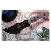 TPTBT040 Couteau Fixe TOPS Mini Tom Brown Tracker Lame Acier 1095 Dos Scie Manche Micarta Lin Noir USA - Livraison Gratuite