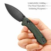 TVJM02GMN Trivisa Koala-B | Couteau Pliant EDC | Lame Drop Point Acier N690 | Manche Micarta Green | Crossbar Lock - Livraison Gratuite