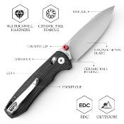 TVJM03BG14 Trivisa Dragonfly-B – Couteau Pliant EDC, Lame 14C28N, Manche G10, Verrouillage Axis Lock - Livraison Gratuite