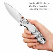 TVJM03OTM Couteau Trivisa Dragonfly-Z | Lame Drop Point Acier M390 | Manche Gray Titane Axis Lock - Livraison Gratuite