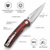 TVTY10RBG154 Trivisa Volans-03RB – Couteau pliant Liner Lock Lame Acier 154CM Satin Manche Red/Black G10 - Livraison Gratuite