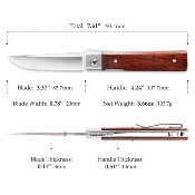 TVYZ04JSZ Trivisa Dolphin-J – Lame Drop Point 14C28N Satinée, Manche Bois, Verrouillage Liner Lock - Livraison Gratuite