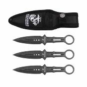 USMT3004GY USMC Throwing Knife Set – Lot de 3 Couteaux de Lancer Acier Inox  Finger Ring et Etui Nylon – Livraison Gratuite