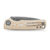 VOSA2626 Couteau Pliant Vosteed Porcupine Ivory Drift | Lame Drop Point Acier 14C28N Stonewash | Manche Bamboo Micarta Top Liner Lock - Livraison Gratuite