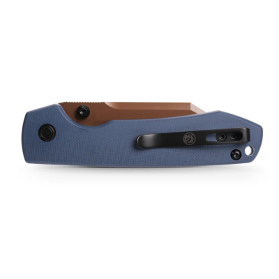VOSA2909 Vosteed Raccoon A2909 – Couteau Pliant Liner Lock | Lame Bowie 14C28N Finition Copper Dune | Manche G10 Bleu - Livraison Gratuite