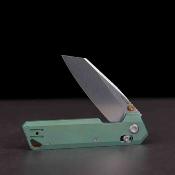 VOSA3519 Couteau Vosteed Parallel | Lame Reverse Tanto Acier 154CM | Manche Titanium Green Crossbar Lock - Livraison Gratuite
