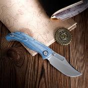 VOSA3901 Couteau Vosteed Naga Clip Point CPM-S35VN Manche Micarta Blue Sécurité Top Liner Lock - Livraison Gratuite