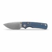 VOSA4803 — Couteau Vosteed Porcupine TiSlim Lame Acier 154CM Drop Point Stonewash Manche Titane Bleu Top Linerlock - Livraison Gratuite