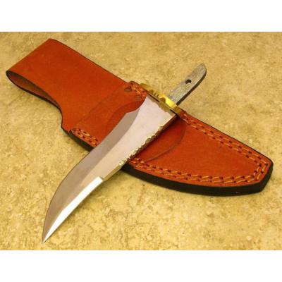 Lot de 2 Lames de Couteau à Customiser Drop Blade Acier Carbone Dos Guilloché + Etui Cuir BLSOB6 - Free Shipping