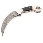 Couteau Karambit Lame Acier Damas 256 Couches Manche Corne Etui Cuir DM1177 - Free Shipping