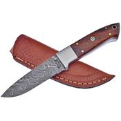 Couteau de Chasse Damas 256 Couches Frost Cutlery Hunter Rosewood Etui Cuir FVFD57RW - Livraison Gratuite