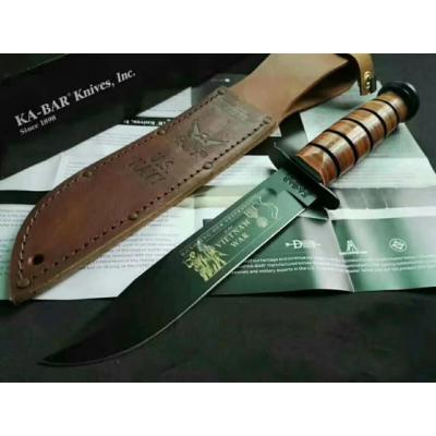 Couteau Ka-Bar US Navy Vietnam Commémorative Acier Carbone 1095 Manche & Etui Cuir Made USA KA9141 - Free Shipping