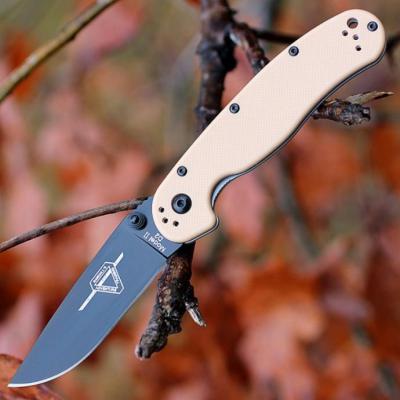 Couteau Ontario Rat II D2 Military Manche FRN Desert Tan Lame Acier D2 Linerlock ON8830DT - Free Shipping