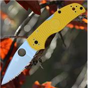 Couteau Spyderco Native 5 Salt Acier LC200N Rustproof Serrat Manche Yellow USA SC41SYL5 - Livraison Gratuite