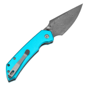 B1034H8 — Couteau Tenable Fenrir Acier Damas Blackwash Harpoon Manche Aluminium Bleu Top Liner Lock Livraison Gratuite