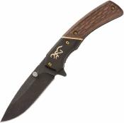 BR0390B Couteau Browning Hunter Linerlock | Lame Acier 440C Black | Manche Bois Sculpté | Livraison Gratuite