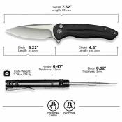 CIVC240911 CIVIVI Kitefin – Couteau pliant Button Lock Lame Acier 14C28N Satin Manche Black Aluminum - Livraison Gratuite