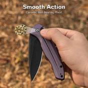 CIVC240913  CIVIVI Kitefin – Couteau pliant Button Lock Lame Acier 14C28N Black Manche Purple Aluminum - Livraison Gratuite