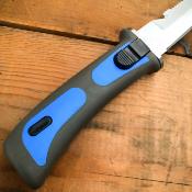 CN210424BL Rite Edge Divers Knife Blue – Couteau Fixe Polyvalent 420J2 Lame Dentelée Manche Caoutchouc Étui ABS - Livraison Gratuite