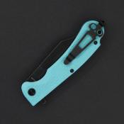 DGRPWTFBW Daggerr Knives Powie | Couteau Pliant Lame Clip Point Acier 8Cr14MoV Black Stonewash | Manche FRN Bleu Clair  - Livraison Gratuite