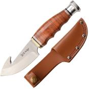 ER20029LBR Couteau de Chasse Elk Ridge Outskirt Guthook Lame Acier 8Cr13MoV Etui Cuir - Livraison Gratuite