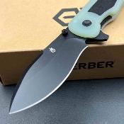 G1066479 Couteau Gerber Confidant | Lame Drop Point Acier Inox Black Oxide | Manche Jade G10 & Bamboo Linerlock - Livraison Gratuite