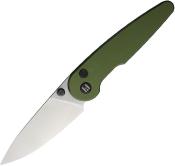 HTK06GRNS Couteau HIGHTRON Birdidi Lame Drop Point Acier D2 Manche Aluminium Vert Sécurité Button Lock - Livraison Gratuite